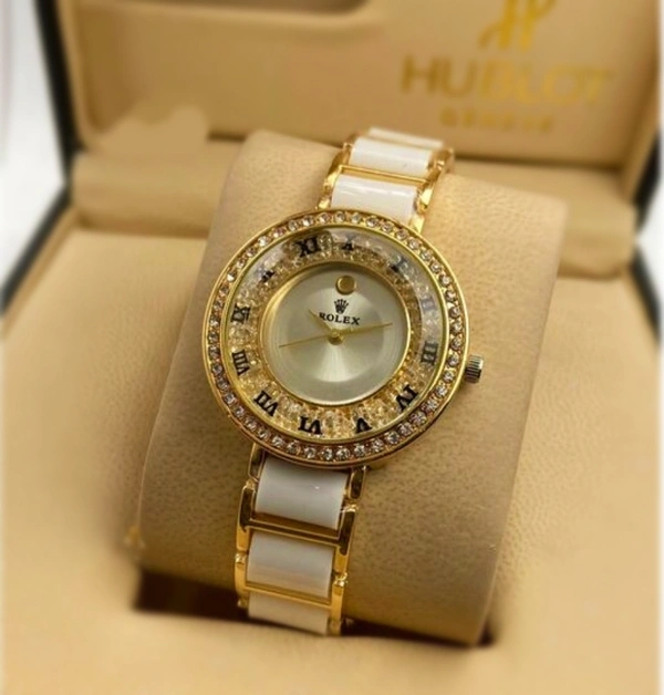 Rolex  Versatile Women Golden Stainless Steel Casual Analog Watch - Gold, Free Size