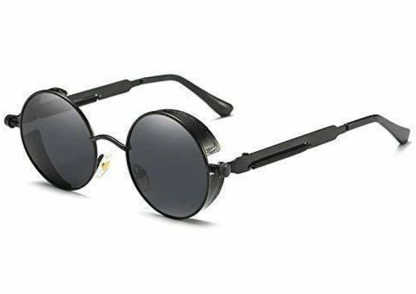Steampunk Black Rounded Sunglasses For Men - Black, Free Size