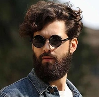 Steampunk Black Rounded Sunglasses For Men - Black, Free Size