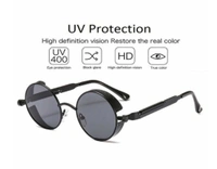 Steampunk Black Rounded Sunglasses For Men - Black, Free Size