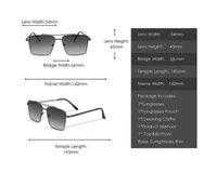 Retro Rectangular Aviator Sunglasses Premium Glass Lens For Men - Free Size