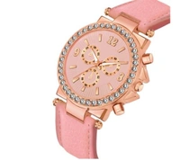 Elegant Women Pink Leather Analog Watch  - Pink Lace, Free Size