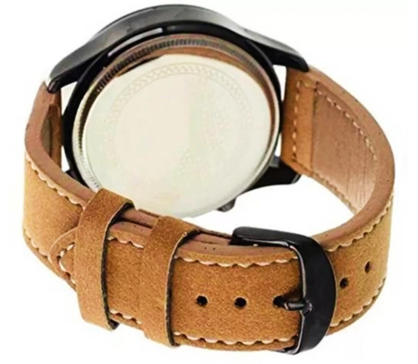 Men Brown Leather Casual Watch  - Free Size