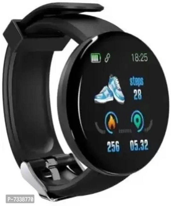 New Stylish Rounded Screen Watch Heart Rate,Steps Counter,Blood Pressure, Sedentary Reminder For Unisex - Free Size, Black