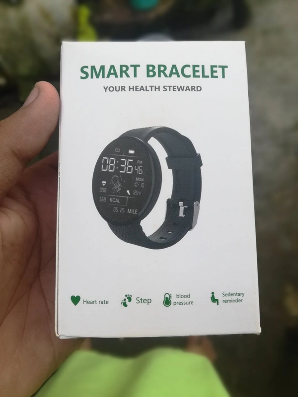 New Stylish Rounded Screen Watch Heart Rate,Steps Counter,Blood Pressure, Sedentary Reminder For Unisex - Free Size, Black