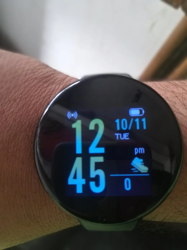 New Stylish Rounded Screen Watch Heart Rate,Steps Counter,Blood Pressure, Sedentary Reminder For Unisex - Free Size, Black