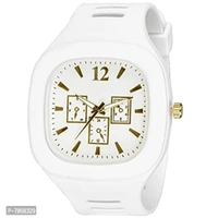 Square Multi Dial Analog Silicon Starp Stylish Watch For Boys - White, Free Size