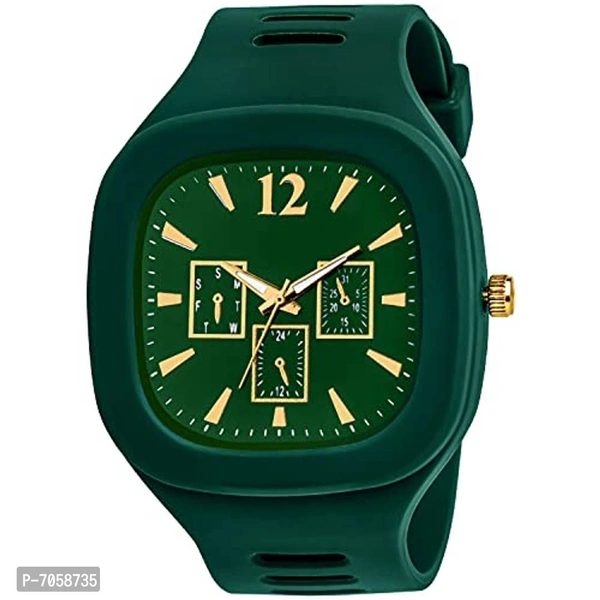 Square Multi Dial Analog Silicon Starp Stylish Watch For Boys - Japanese Laurel, Free Size