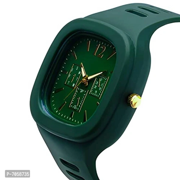 Square Multi Dial Analog Silicon Starp Stylish Watch For Boys - Japanese Laurel, Free Size