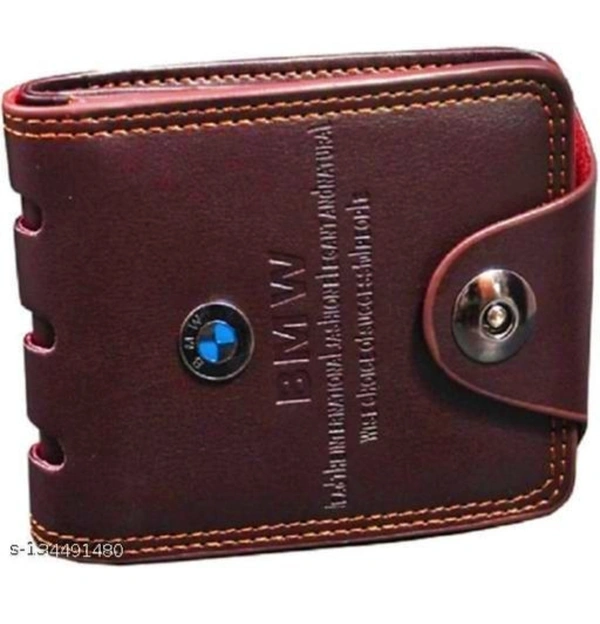 BMW Elegant Brown Artificial Leather Men's Two Fold Wallet - Brown