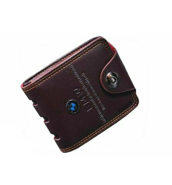 BMW Elegant Brown Artificial Leather Men's Two Fold Wallet - Brown