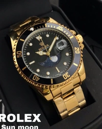 Rolex ♛ Luxurious Premium Sun Moon Max Watch For Mens - Gold