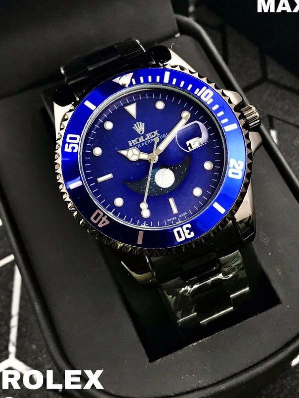 Rolex ♛ Luxurious Premium Sun Moon Max Watch For Mens - Blue