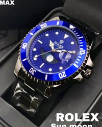 Rolex ♛ Luxurious Premium Sun Moon Max Watch For Mens - Blue