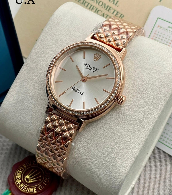 Rolex Metal Chain Premium Watch For Her - Free Size