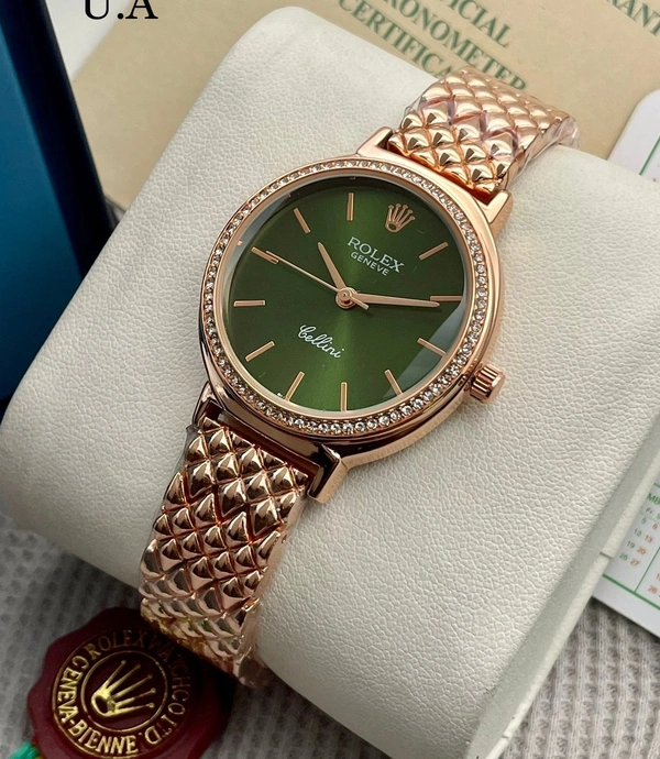 Rolex Metal Chain Premium Watch For Her - Free Size