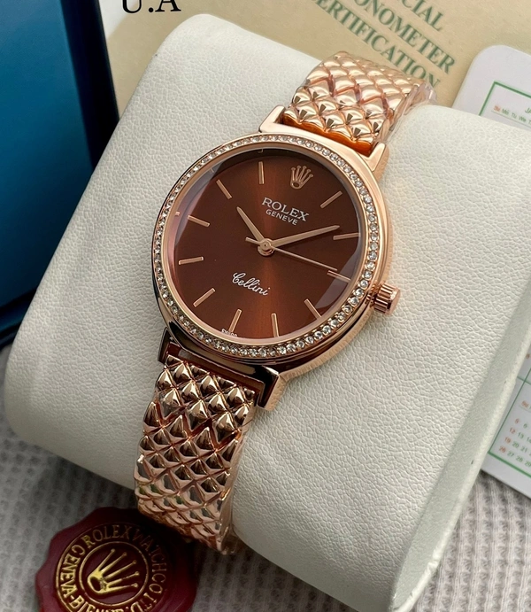 Rolex Metal Chain Premium Watch For Her - Free Size