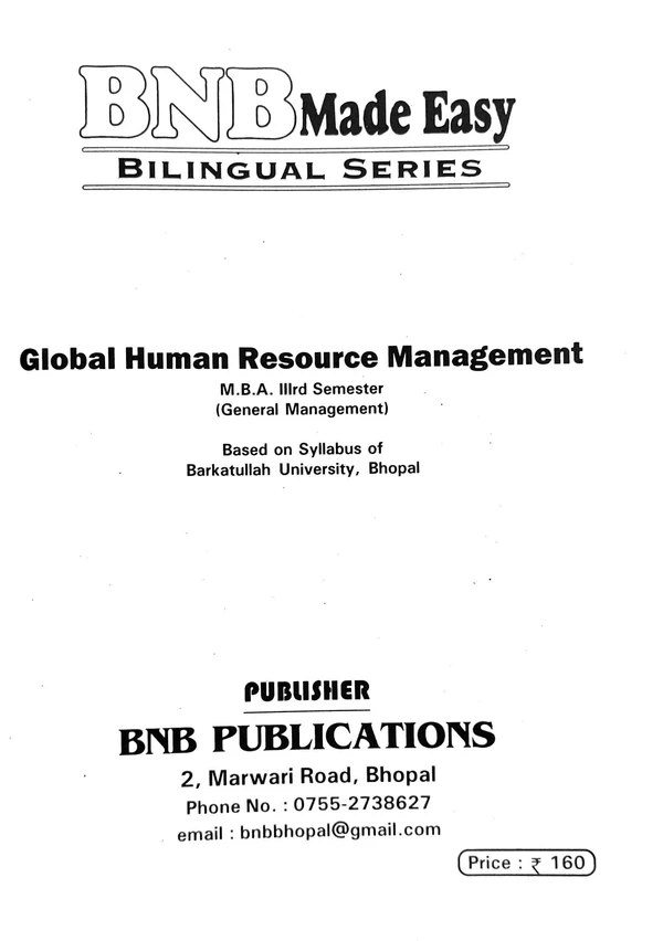 GLOBAL HUMAN RESOURCE MANAGEMENT 