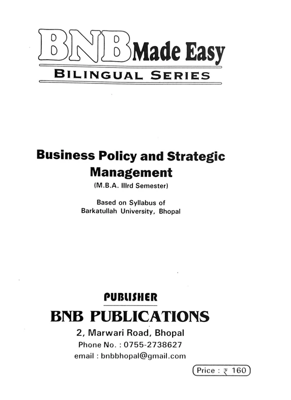 BUSINESS POLICY & STRATEGIC MANAGEMENT 
