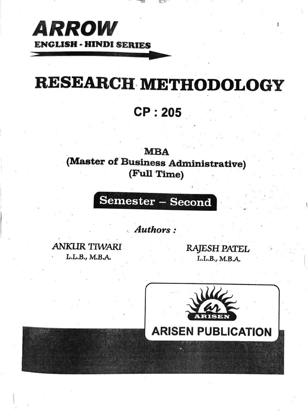 RESEARCH METHODOLOGY MBA 2ND SEM (ARROW)