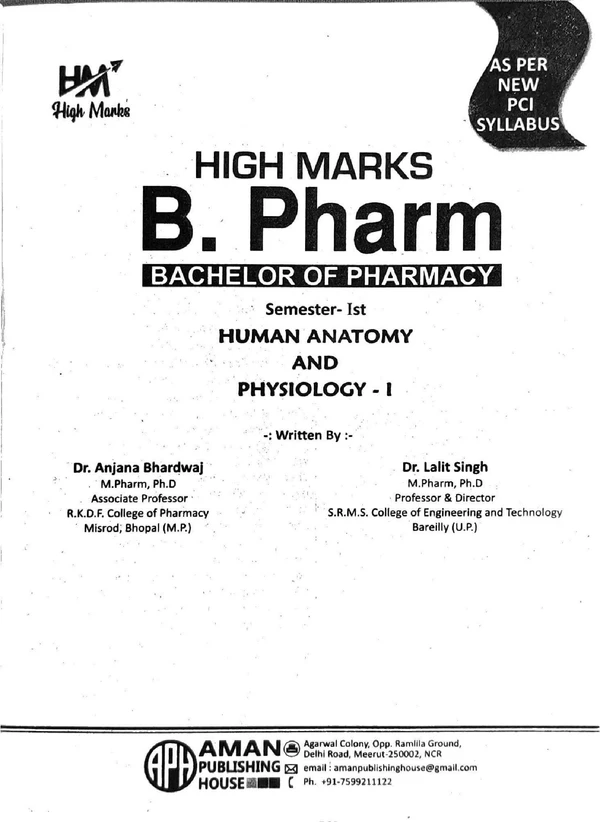 HUMAN ANATOMY & PHYSIOLOGY-1 B.PHARMACY FIRST 1ST SEM (AS PER PCI SYLLABUS)