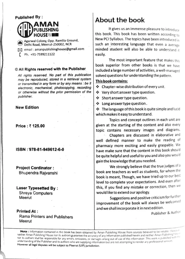 PHARMACEUTICAL INORGANIC CHEMISTY-1 B.PHARMACY FIRST 1ST SEM (AS PER PCI SYLLABUS)