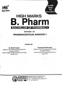 PHARMACEUTICAL ANALYSIS-1  B.PHARMACY FIRST SEM 1ST  (AS PER PCI SYLLABUS)