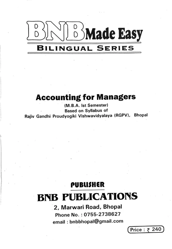 ACCOUNTING FOR MANAGERS-RGPV UNIVERSITY-MBA-1ST SEM