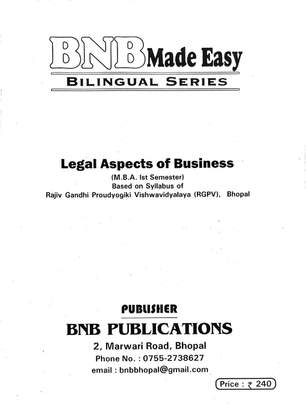 LEGAL ASPECTS OF BUSINESS - RGPV UNIVERSITY-1ST SEM
