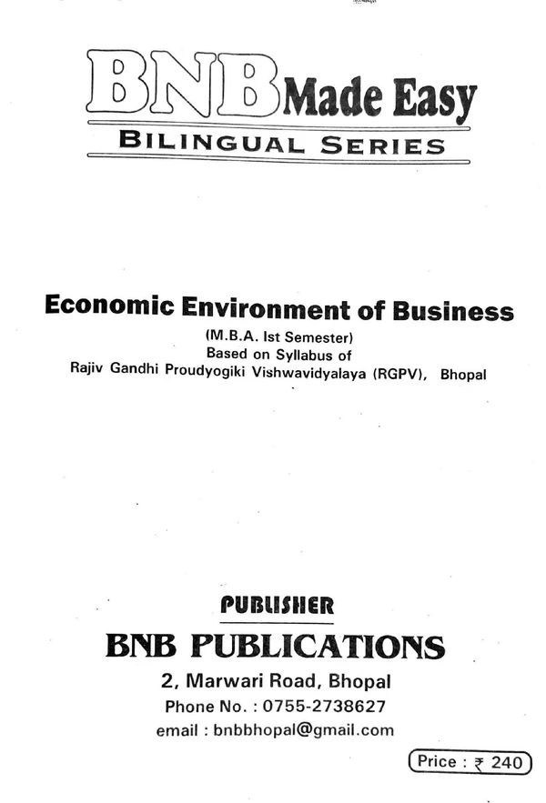 ECONOMIC ENVIRONMENT OF BUSINESS - RGPV UNIVERSITY - 1ST SEM