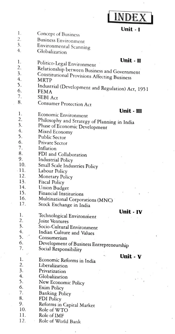 ECONOMIC ENVIRONMENT OF BUSINESS - RGPV UNIVERSITY - 1ST SEM