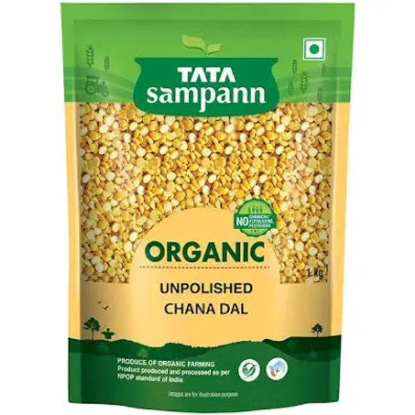 Tata Sampann 100% Organic Unpolished Chana Dal (Senaga Pappu) - 1Kg