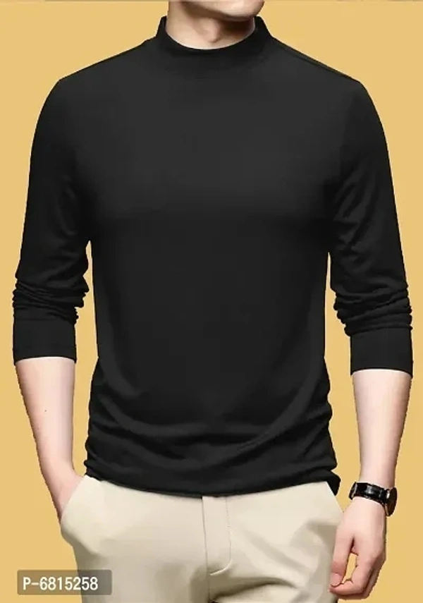 High Neck Men Full Sleev Tshirt (Black)  - L