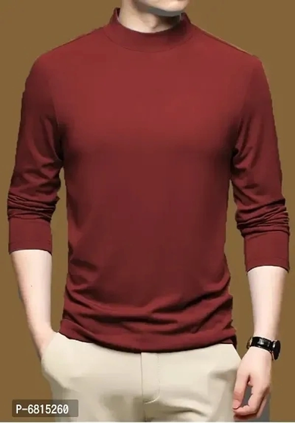 High Neck Men Full Sleev Tshirt (Maroon)  - L
