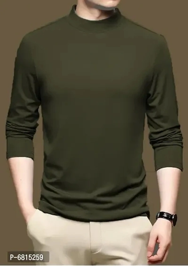 High Neck Men Full Sleev Tshirt (Olive Green)  - L