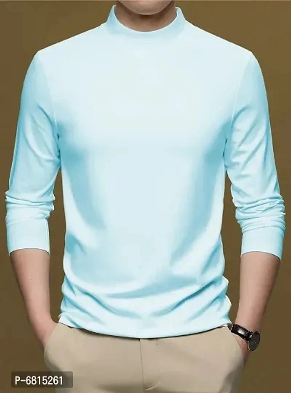 High Neck Men Full Sleev Tshirt (Sky Blue)  - XL