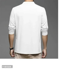 High Neck Men Full Sleev Tshirt Lycra Fabric Sky Blue, White - L