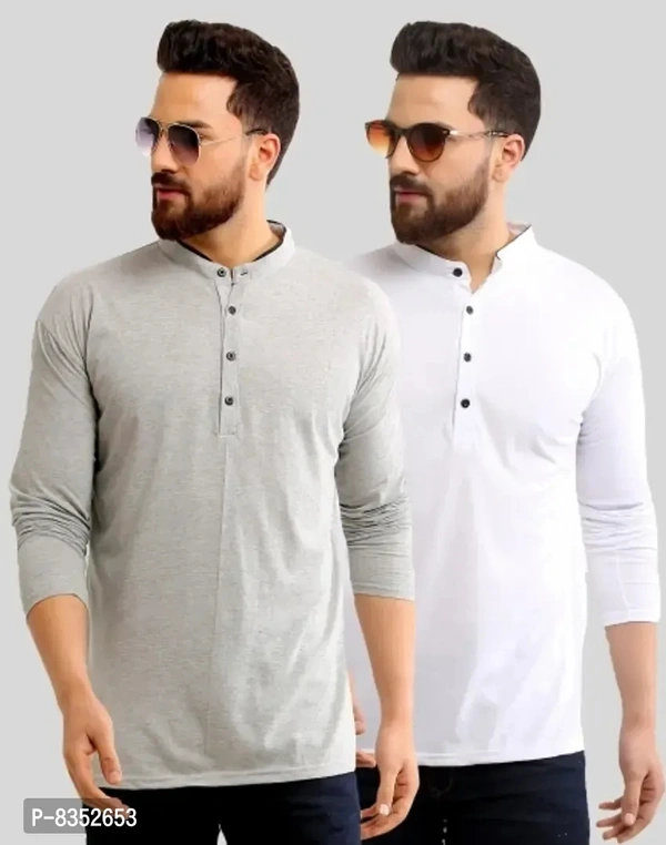 Cool Trendy T-shirts (Grey White)  - L