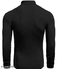 Men High Neck Sweat Shirt (Black)  - L, Black
