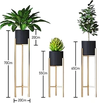 Metal Pots With Stand  - Black