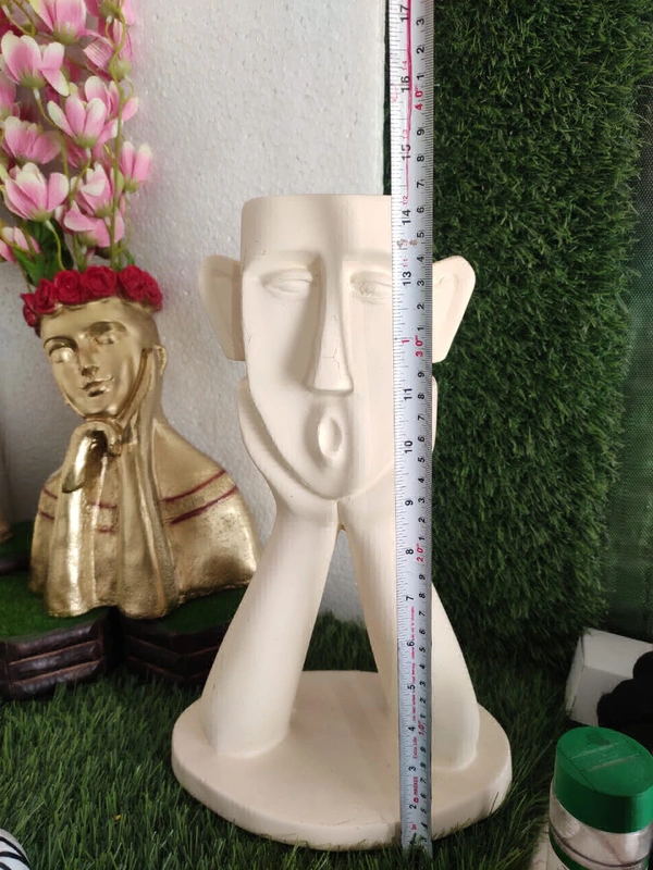 Human Face 3pc Set Planters  - 14  11 And  9 Inch, White