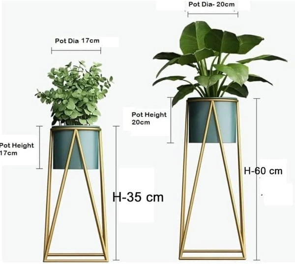 Metal pots with stands  - Size mention on pic