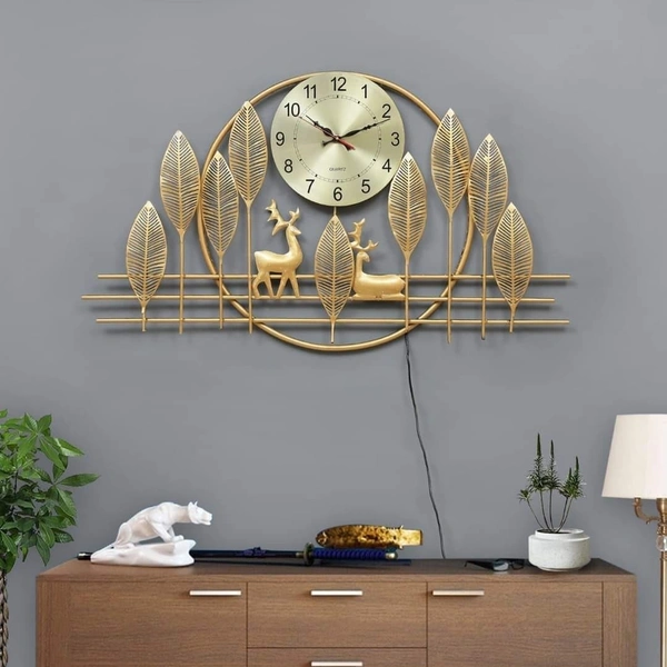 Wall clock golden without light - Size 24 x 48 inch