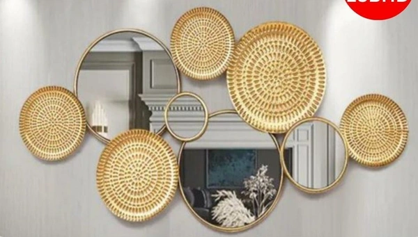 Gold-Toned Platter Metal Wall Decor - Size 24 x 50 inch