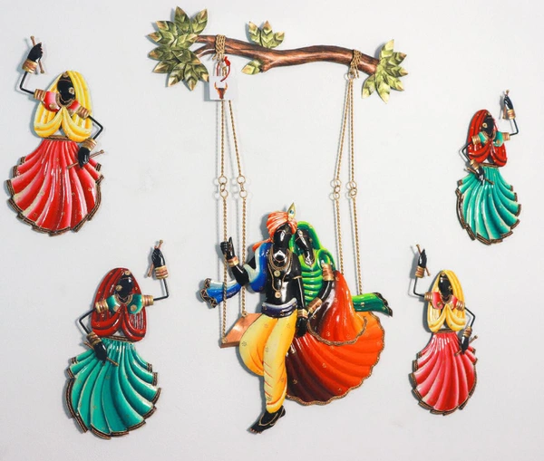 Radha Krishna With Gopi Wall Art - Size 3 X 2feet
