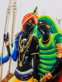 Radha Krishna With Gopi Wall Art - Size 3 X 2feet