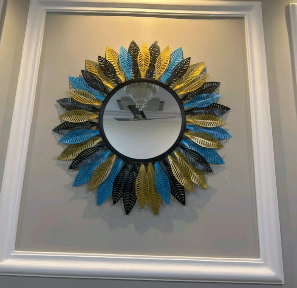 Designer Wall Mirror In Multicolour  - Size 30 Inch