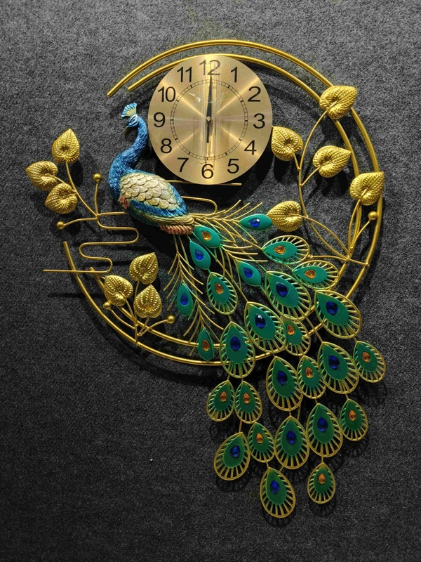 Peacock Metal Clock Rk509 - Size 37 X 26 Inch