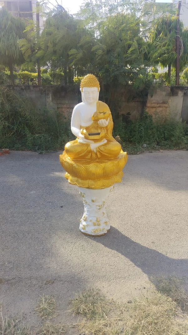 Buddha Fountain With Pillar  - Size 4 Feet