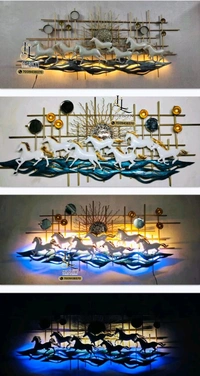 Wall Art 7 Horse's New Article K01 - Size 56 X 26 Inch